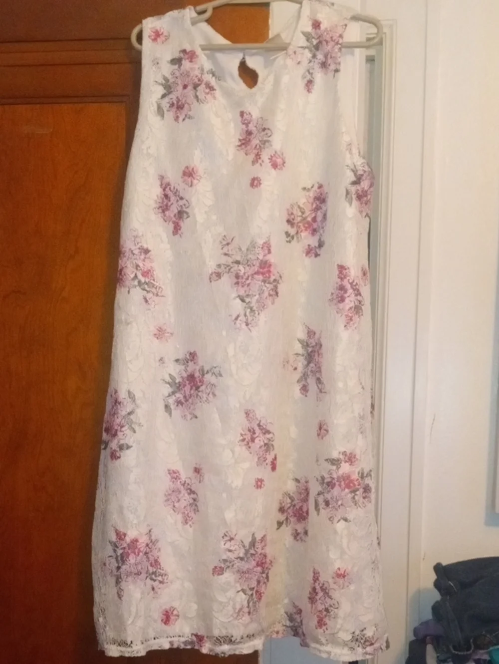 sleeveless White Floral Lace A-Line Dress girl MEd